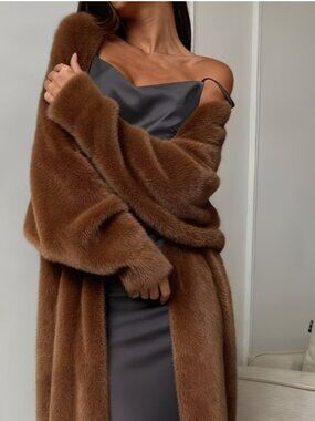 Fuax Mink Sweater Jacket/Cardigan long